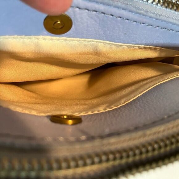 Margot New York Small Crossbody Purse Light Blue Genuine Leather Classic - Picture 4 of 5